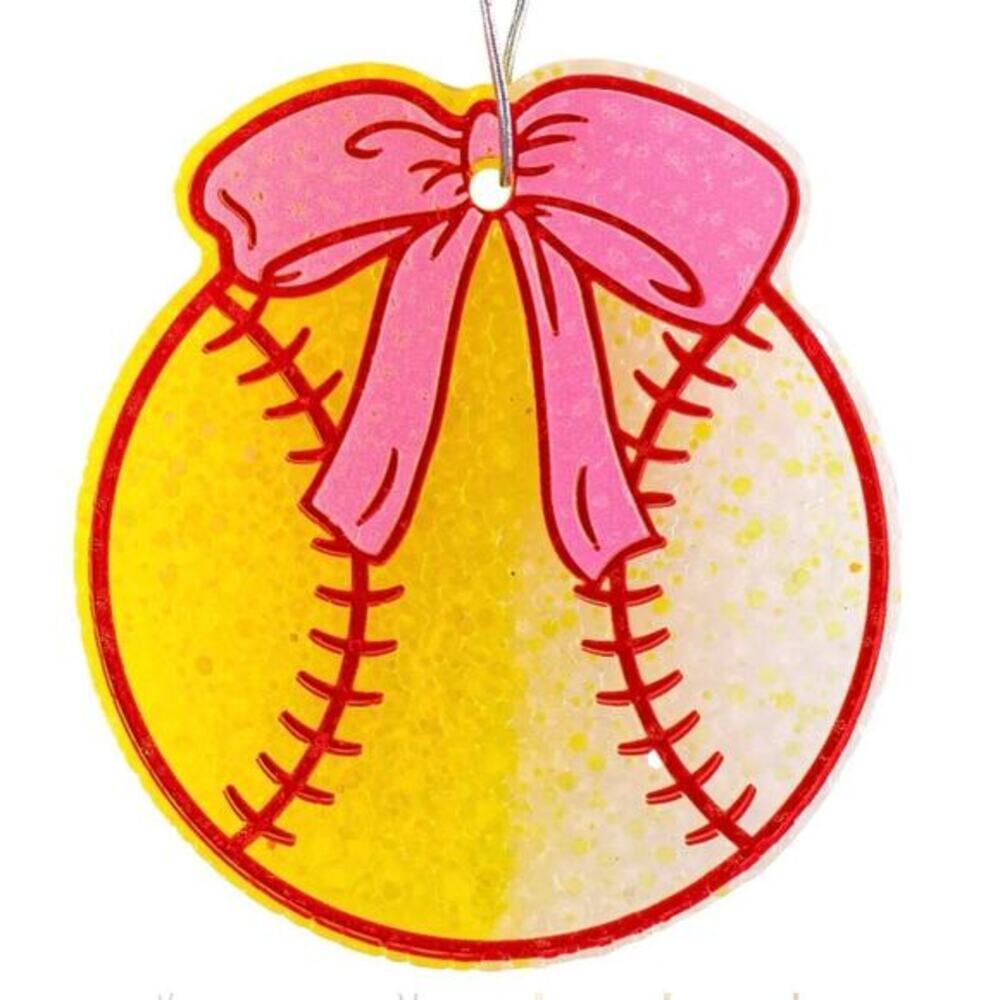 SIMPLY SOUTHERN FRESHIEZ AIR FRESHENERS Softball with Bow Cactus Blossom
